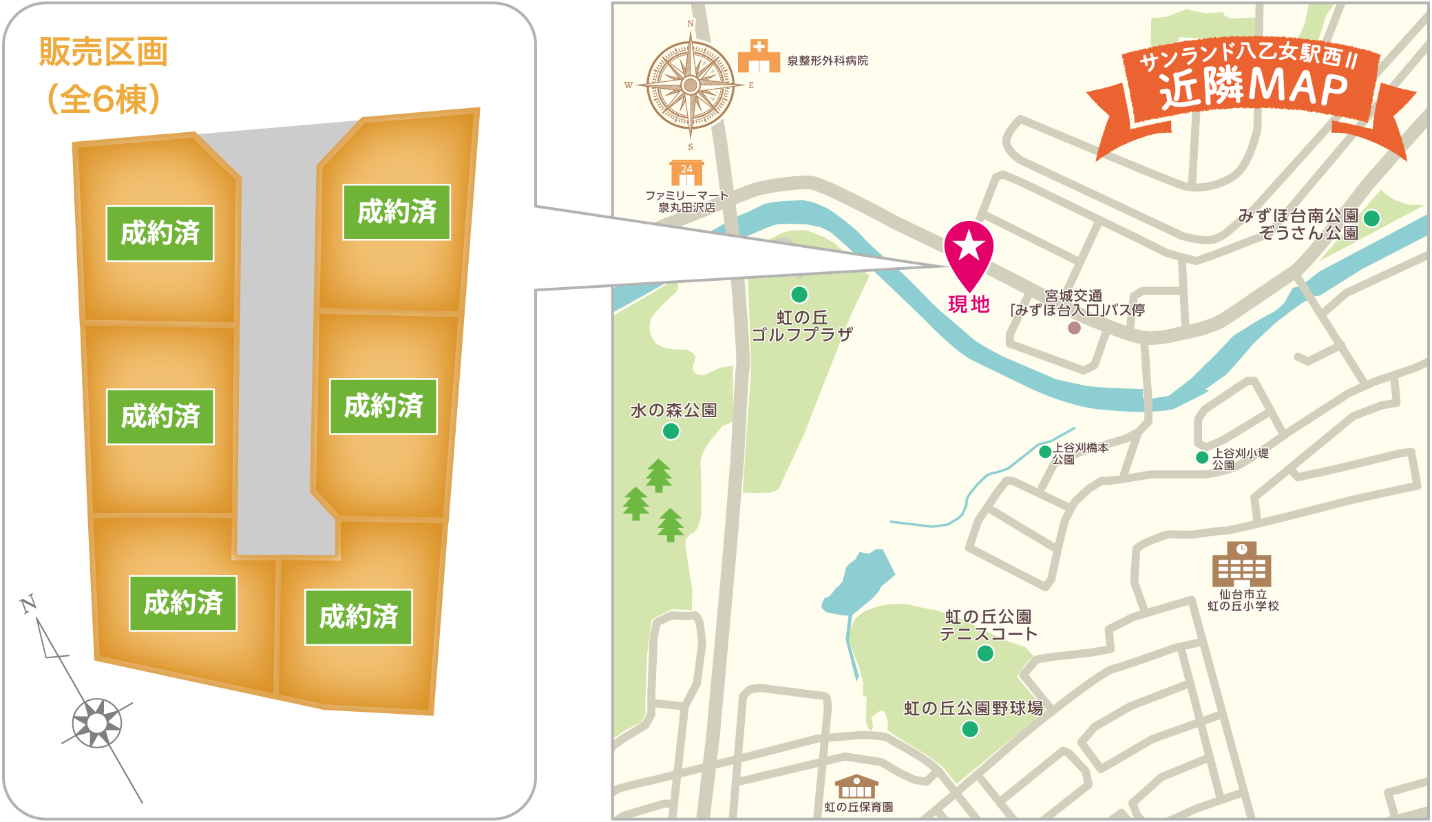 販売区画（全10棟）・近隣MAP